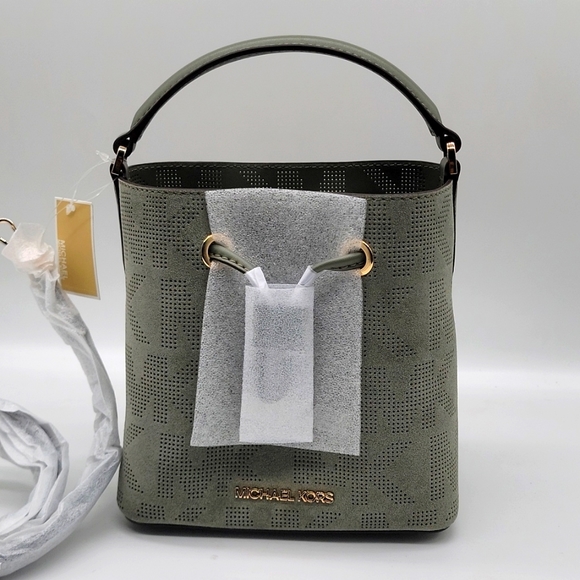 Michael Kors Suri Suede Crossbody Bag Army Green - Picture 3 of 8